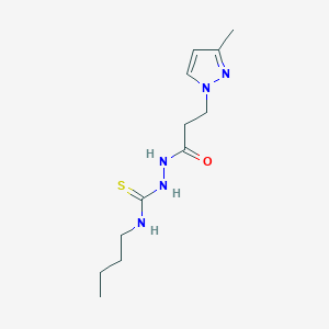 molecular formula C12H21N5OS B4365950 N-butyl-2-[3-(3-methyl-1H-pyrazol-1-yl)propanoyl]hydrazinecarbothioamide 