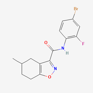 molecular formula C15H14BrFN2O2 B4365977 N-(4-bromo-2-fluorophenyl)-5-methyl-4,5,6,7-tetrahydro-1,2-benzisoxazole-3-carboxamide 