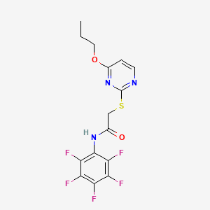 molecular formula C15H12F5N3O2S B4365994 N-(pentafluorophenyl)-2-[(4-propoxy-2-pyrimidinyl)thio]acetamide 