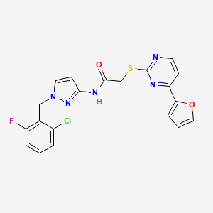 molecular formula C20H15ClFN5O2S B4366005 N-[1-(2-chloro-6-fluorobenzyl)-1H-pyrazol-3-yl]-2-{[4-(2-furyl)-2-pyrimidinyl]thio}acetamide 