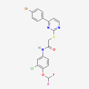 molecular formula C19H13BrClF2N3O2S B4366025 2-{[4-(4-bromophenyl)-2-pyrimidinyl]thio}-N-[3-chloro-4-(difluoromethoxy)phenyl]acetamide 