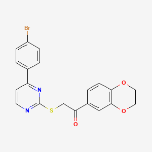 2-{[4-(4-bromophenyl)-2-pyrimidinyl]thio}-1-(2,3-dihydro-1,4-benzodioxin-6-yl)ethanone