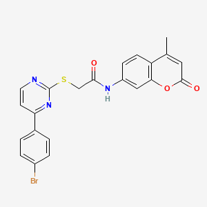2-{[4-(4-bromophenyl)-2-pyrimidinyl]thio}-N-(4-methyl-2-oxo-2H-chromen-7-yl)acetamide