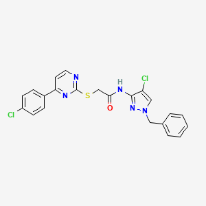 molecular formula C22H17Cl2N5OS B4366060 N-(1-benzyl-4-chloro-1H-pyrazol-3-yl)-2-{[4-(4-chlorophenyl)-2-pyrimidinyl]thio}acetamide 