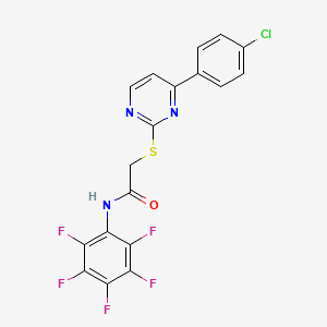 molecular formula C18H9ClF5N3OS B4366087 2-{[4-(4-chlorophenyl)-2-pyrimidinyl]thio}-N-(pentafluorophenyl)acetamide 