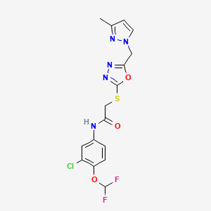 N-[3-chloro-4-(difluoromethoxy)phenyl]-2-({5-[(3-methyl-1H-pyrazol-1-yl)methyl]-1,3,4-oxadiazol-2-yl}thio)acetamide