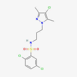 molecular formula C14H16Cl3N3O2S B4366148 2,5-dichloro-N-[3-(4-chloro-3,5-dimethyl-1H-pyrazol-1-yl)propyl]benzenesulfonamide 