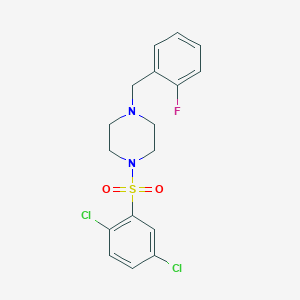 molecular formula C17H17Cl2FN2O2S B4366175 1-[(2,5-dichlorophenyl)sulfonyl]-4-(2-fluorobenzyl)piperazine 
