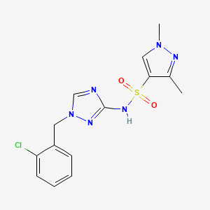 molecular formula C14H15ClN6O2S B4366191 N-[1-(2-chlorobenzyl)-1H-1,2,4-triazol-3-yl]-1,3-dimethyl-1H-pyrazole-4-sulfonamide 