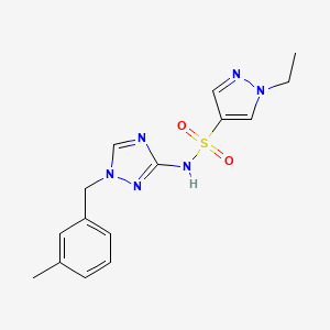 molecular formula C15H18N6O2S B4366207 1-ethyl-N-[1-(3-methylbenzyl)-1H-1,2,4-triazol-3-yl]-1H-pyrazole-4-sulfonamide 