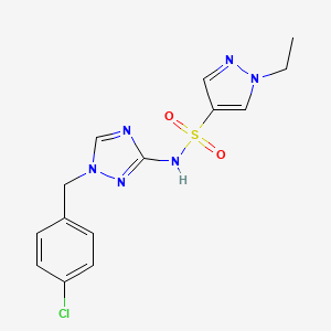molecular formula C14H15ClN6O2S B4366212 N-[1-(4-chlorobenzyl)-1H-1,2,4-triazol-3-yl]-1-ethyl-1H-pyrazole-4-sulfonamide 