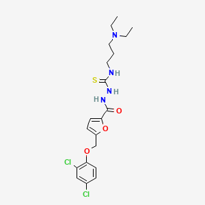 molecular formula C20H26Cl2N4O3S B4366213 2-{5-[(2,4-dichlorophenoxy)methyl]-2-furoyl}-N-[3-(diethylamino)propyl]hydrazinecarbothioamide 