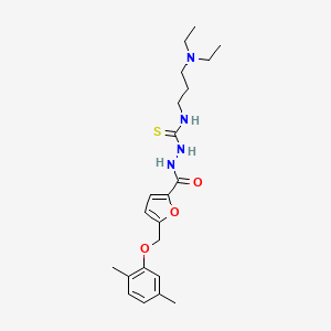 molecular formula C22H32N4O3S B4366225 N-[3-(diethylamino)propyl]-2-{5-[(2,5-dimethylphenoxy)methyl]-2-furoyl}hydrazinecarbothioamide 