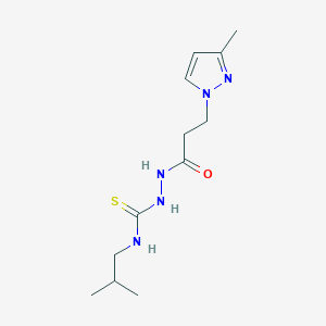 molecular formula C12H21N5OS B4366261 N-isobutyl-2-[3-(3-methyl-1H-pyrazol-1-yl)propanoyl]hydrazinecarbothioamide 