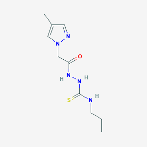 molecular formula C10H17N5OS B4366359 2-[(4-methyl-1H-pyrazol-1-yl)acetyl]-N-propylhydrazinecarbothioamide 