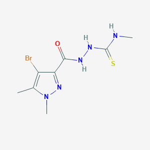 molecular formula C8H12BrN5OS B4366366 2-[(4-bromo-1,5-dimethyl-1H-pyrazol-3-yl)carbonyl]-N-methylhydrazinecarbothioamide 