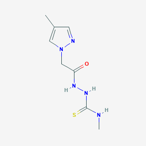 molecular formula C8H13N5OS B4366378 N-methyl-2-[(4-methyl-1H-pyrazol-1-yl)acetyl]hydrazinecarbothioamide 