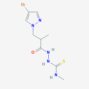 molecular formula C9H14BrN5OS B4366380 2-[3-(4-bromo-1H-pyrazol-1-yl)-2-methylpropanoyl]-N-methylhydrazinecarbothioamide 