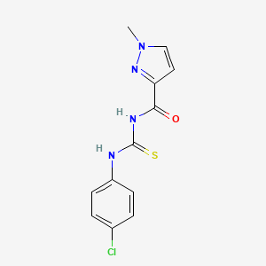 molecular formula C12H11ClN4OS B4366383 N-{[(4-chlorophenyl)amino]carbonothioyl}-1-methyl-1H-pyrazole-3-carboxamide 