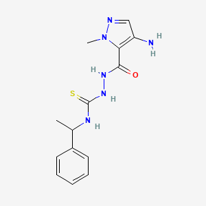 molecular formula C14H18N6OS B4366457 2-[(4-amino-1-methyl-1H-pyrazol-5-yl)carbonyl]-N-(1-phenylethyl)hydrazinecarbothioamide 