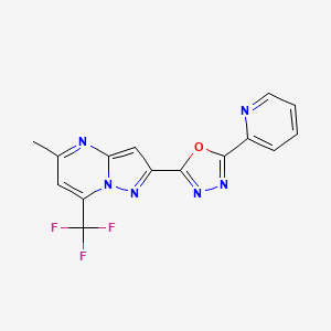 molecular formula C15H9F3N6O B4366479 5-methyl-2-[5-(2-pyridinyl)-1,3,4-oxadiazol-2-yl]-7-(trifluoromethyl)pyrazolo[1,5-a]pyrimidine 