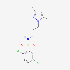 molecular formula C14H17Cl2N3O2S B4366495 2,5-dichloro-N-[3-(3,5-dimethyl-1H-pyrazol-1-yl)propyl]benzenesulfonamide 