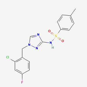 molecular formula C16H14ClFN4O2S B4366505 N-[1-(2-chloro-4-fluorobenzyl)-1H-1,2,4-triazol-3-yl]-4-methylbenzenesulfonamide 