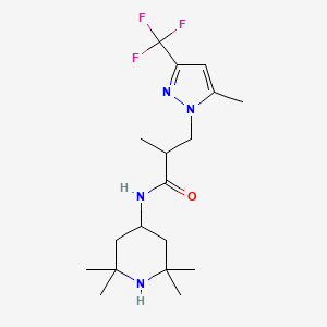 2-methyl-3-[5-methyl-3-(trifluoromethyl)-1H-pyrazol-1-yl]-N-(2,2,6,6-tetramethyl-4-piperidinyl)propanamide