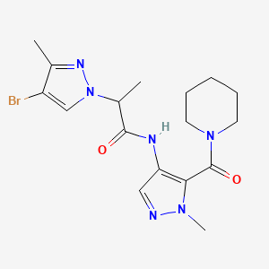 molecular formula C17H23BrN6O2 B4366534 2-(4-bromo-3-methyl-1H-pyrazol-1-yl)-N-[1-methyl-5-(1-piperidinylcarbonyl)-1H-pyrazol-4-yl]propanamide 