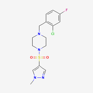 molecular formula C15H18ClFN4O2S B4366569 1-(2-chloro-4-fluorobenzyl)-4-[(1-methyl-1H-pyrazol-4-yl)sulfonyl]piperazine 