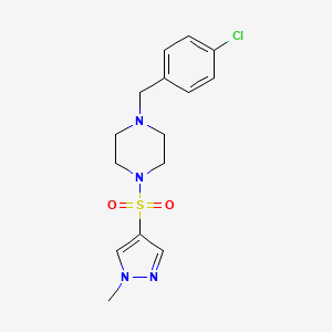 molecular formula C15H19ClN4O2S B4366574 1-(4-chlorobenzyl)-4-[(1-methyl-1H-pyrazol-4-yl)sulfonyl]piperazine 