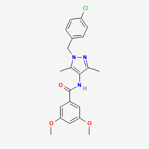 molecular formula C21H22ClN3O3 B4366586 N-[1-(4-chlorobenzyl)-3,5-dimethyl-1H-pyrazol-4-yl]-3,5-dimethoxybenzamide 