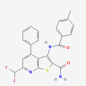 molecular formula C23H17F2N3O2S B4366589 6-(difluoromethyl)-3-[(4-methylbenzoyl)amino]-4-phenylthieno[2,3-b]pyridine-2-carboxamide 
