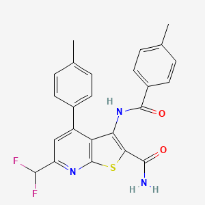 molecular formula C24H19F2N3O2S B4366595 6-(difluoromethyl)-3-[(4-methylbenzoyl)amino]-4-(4-methylphenyl)thieno[2,3-b]pyridine-2-carboxamide 