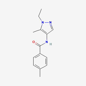 molecular formula C14H17N3O B4366597 N-(1-ethyl-5-methyl-1H-pyrazol-4-yl)-4-methylbenzamide 