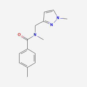 molecular formula C14H17N3O B4366605 N,4-dimethyl-N-[(1-methyl-1H-pyrazol-3-yl)methyl]benzamide 