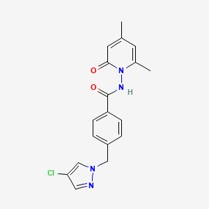 molecular formula C18H17ClN4O2 B4366648 4-[(4-chloro-1H-pyrazol-1-yl)methyl]-N-(4,6-dimethyl-2-oxo-1(2H)-pyridinyl)benzamide 