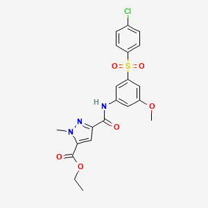 molecular formula C21H20ClN3O6S B4366652 ethyl 3-[({3-[(4-chlorophenyl)sulfonyl]-5-methoxyphenyl}amino)carbonyl]-1-methyl-1H-pyrazole-5-carboxylate 