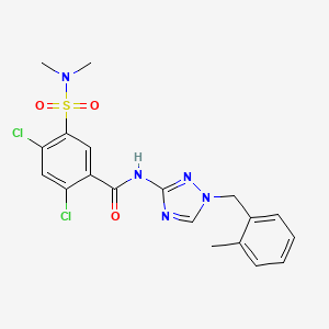 molecular formula C19H19Cl2N5O3S B4366659 2,4-dichloro-5-[(dimethylamino)sulfonyl]-N-[1-(2-methylbenzyl)-1H-1,2,4-triazol-3-yl]benzamide 