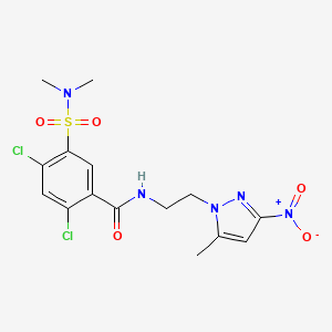 2,4-dichloro-5-[(dimethylamino)sulfonyl]-N-[2-(5-methyl-3-nitro-1H-pyrazol-1-yl)ethyl]benzamide