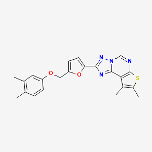molecular formula C22H20N4O2S B4366683 2-{5-[(3,4-dimethylphenoxy)methyl]-2-furyl}-8,9-dimethylthieno[3,2-e][1,2,4]triazolo[1,5-c]pyrimidine 