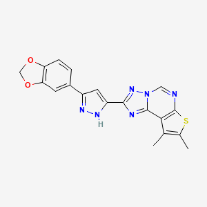 2-[5-(1,3-benzodioxol-5-yl)-1H-pyrazol-3-yl]-8,9-dimethylthieno[3,2-e][1,2,4]triazolo[1,5-c]pyrimidine