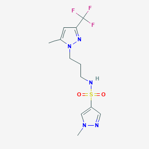 molecular formula C12H16F3N5O2S B4366692 1-methyl-N-{3-[5-methyl-3-(trifluoromethyl)-1H-pyrazol-1-yl]propyl}-1H-pyrazole-4-sulfonamide 