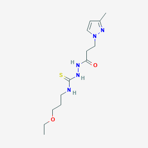 molecular formula C13H23N5O2S B4366706 N-(3-ethoxypropyl)-2-[3-(3-methyl-1H-pyrazol-1-yl)propanoyl]hydrazinecarbothioamide 
