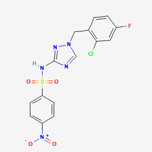 molecular formula C15H11ClFN5O4S B4366764 N-[1-(2-chloro-4-fluorobenzyl)-1H-1,2,4-triazol-3-yl]-4-nitrobenzenesulfonamide 