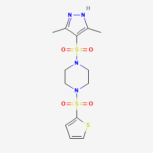 molecular formula C13H18N4O4S3 B4366835 1-[(3,5-dimethyl-1H-pyrazol-4-yl)sulfonyl]-4-(2-thienylsulfonyl)piperazine 
