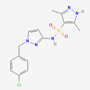 molecular formula C15H16ClN5O2S B4366887 N-[1-(4-chlorobenzyl)-1H-pyrazol-3-yl]-3,5-dimethyl-1H-pyrazole-4-sulfonamide 