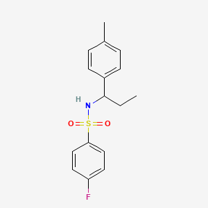 molecular formula C16H18FNO2S B4366903 4-fluoro-N-[1-(4-methylphenyl)propyl]benzenesulfonamide 