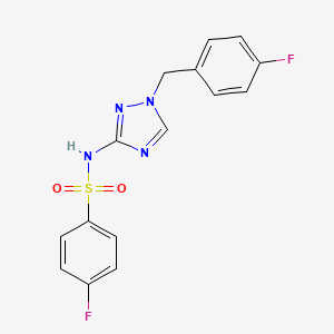 molecular formula C15H12F2N4O2S B4366918 4-fluoro-N-[1-(4-fluorobenzyl)-1H-1,2,4-triazol-3-yl]benzenesulfonamide 