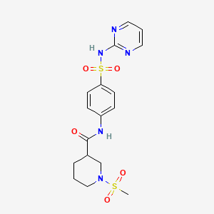 molecular formula C17H21N5O5S2 B4366924 1-(methylsulfonyl)-N-{4-[(2-pyrimidinylamino)sulfonyl]phenyl}-3-piperidinecarboxamide 